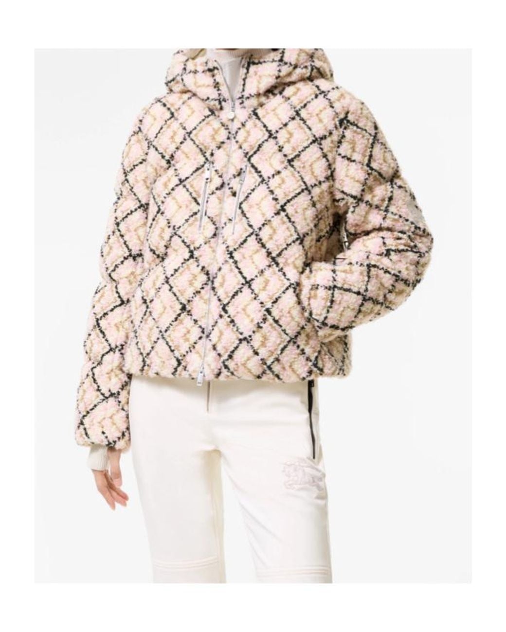 Burberry Natural Check Wool Mohair Blend Auburn Puffer Jacket