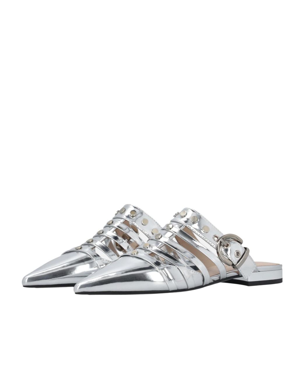 Pinko White Leather Mules
