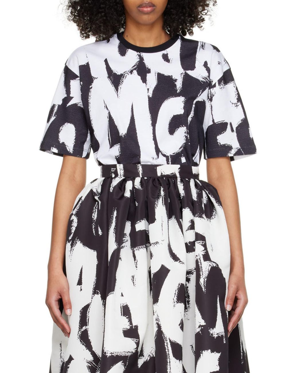 McQueen Black Graphic Printed Crewneck T-Shirt