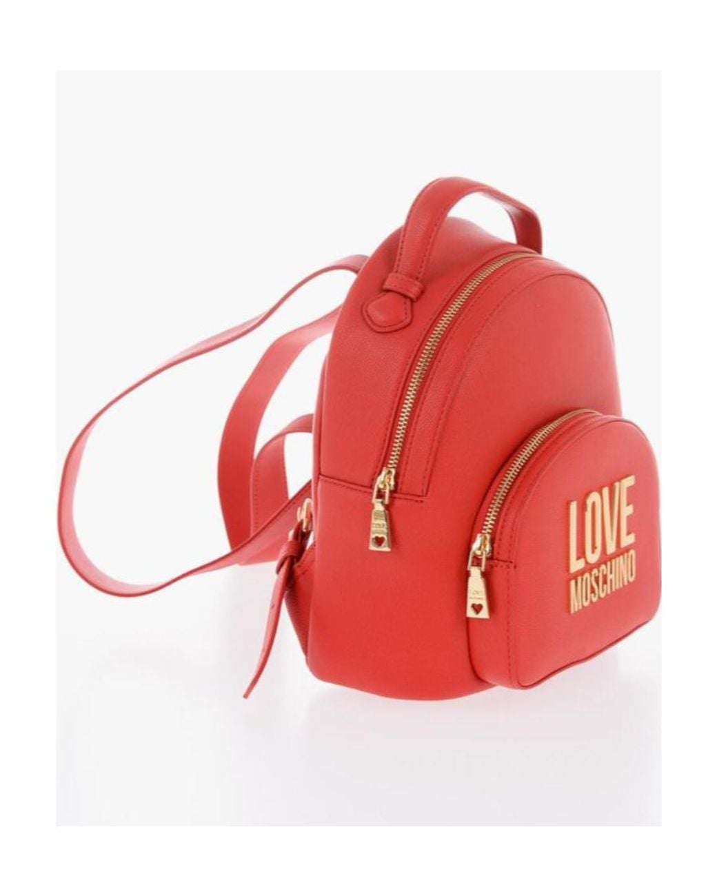 Moschino Red Logo Plaque Mini Backpack