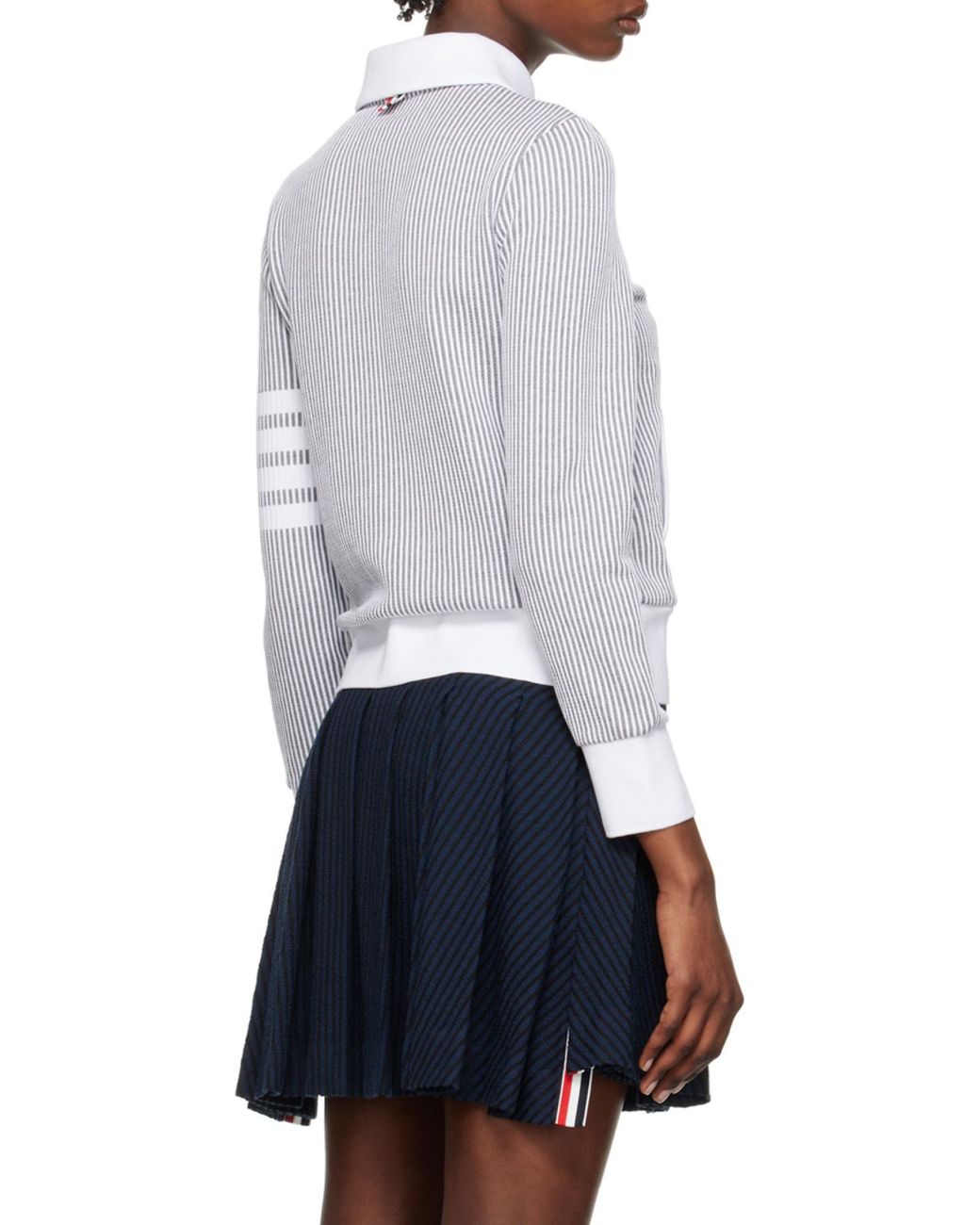 Thom Browne Blue Zip-Fastening Seersucker Jacket