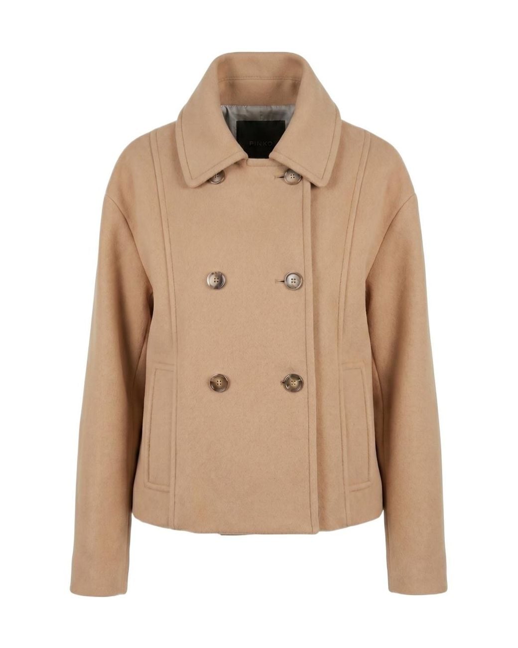 Pinko Natural Cropped Double-Breasted Coat