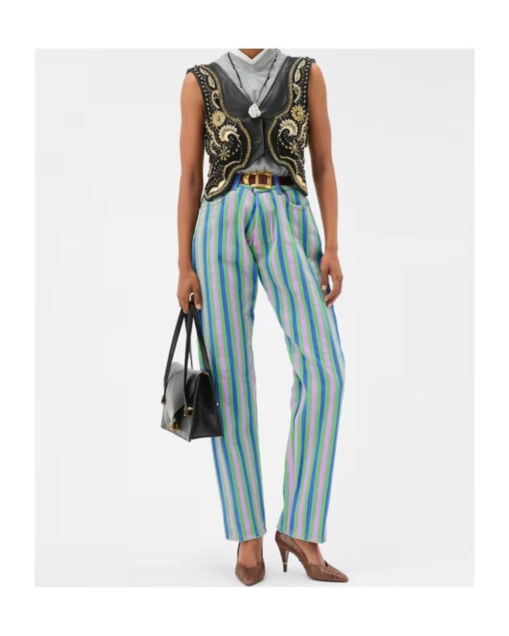 Versace Blue Striped Straight-Leg Jeans