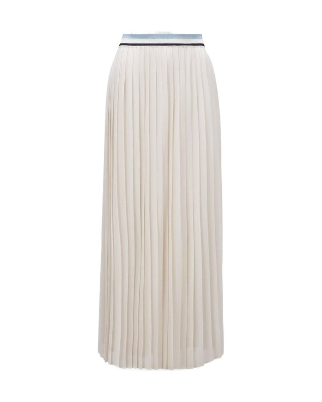 Moncler White Pleated Straight Hem Midi Skirt