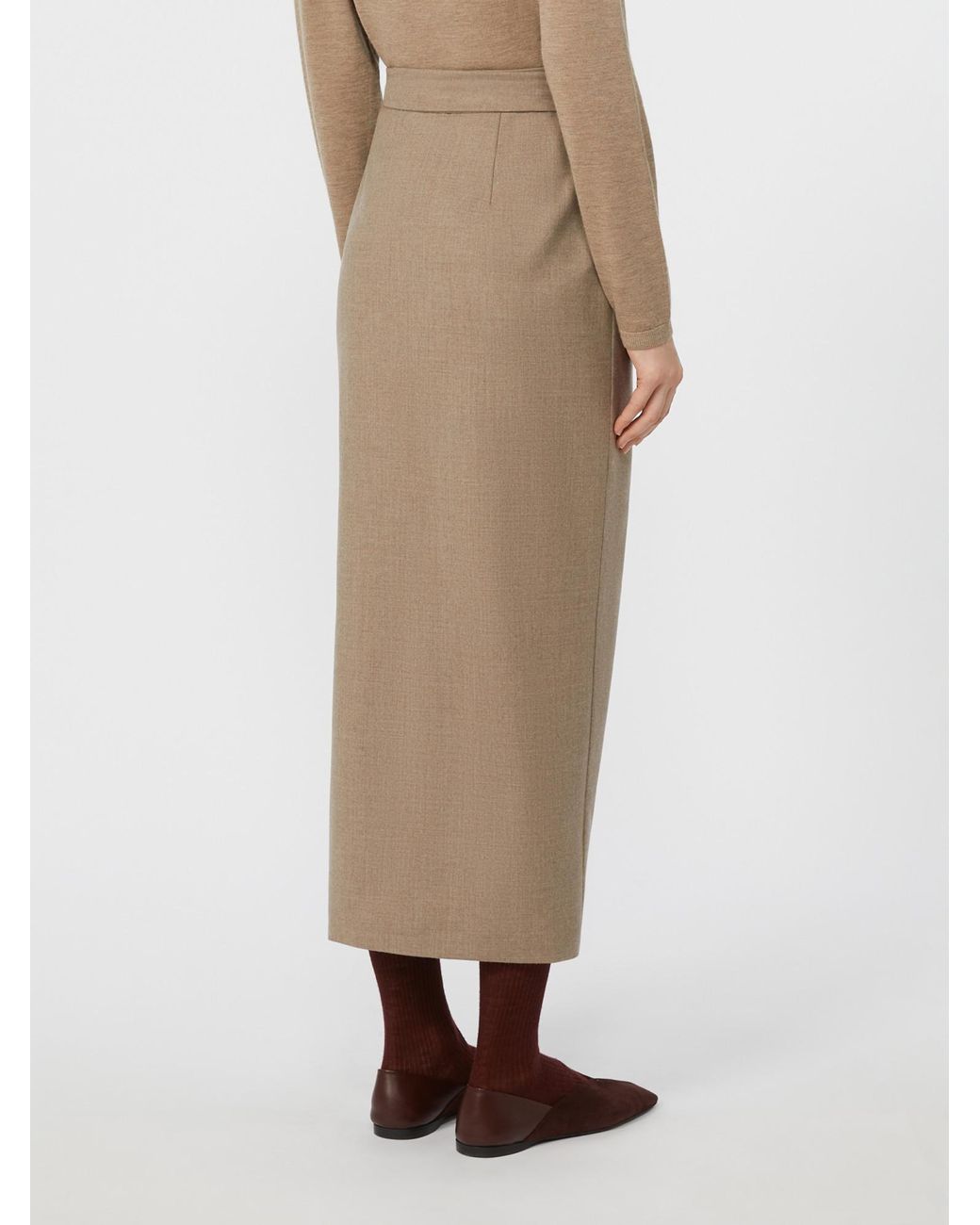 Max Mara Natural Long, Stretch-Cashmere Skirt