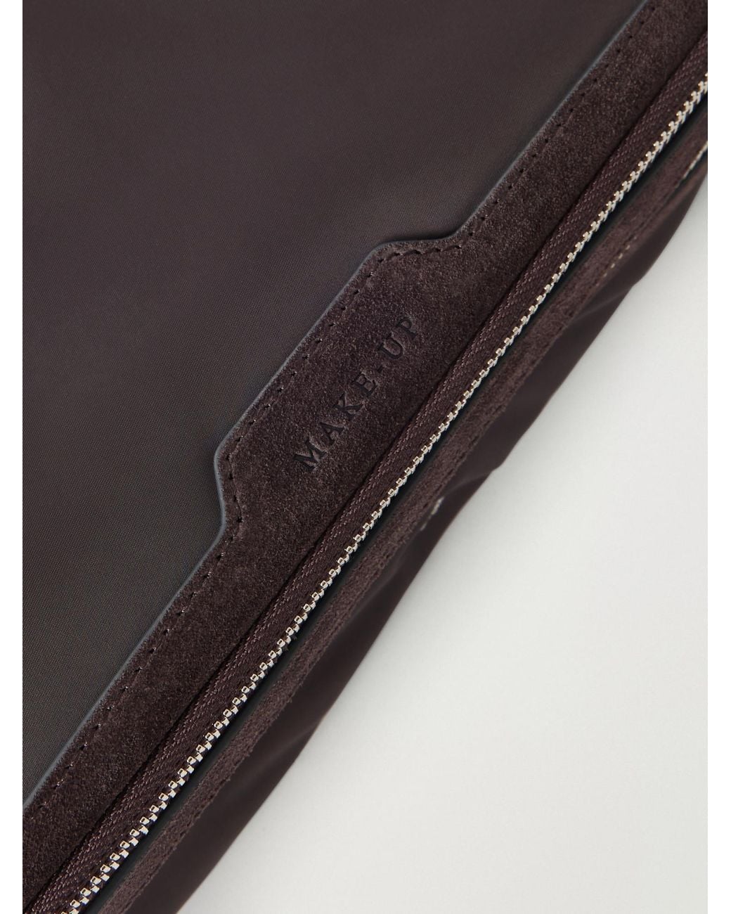 Anya Hindmarch Brown Suede-Trimmed Shell Cosmetics Case