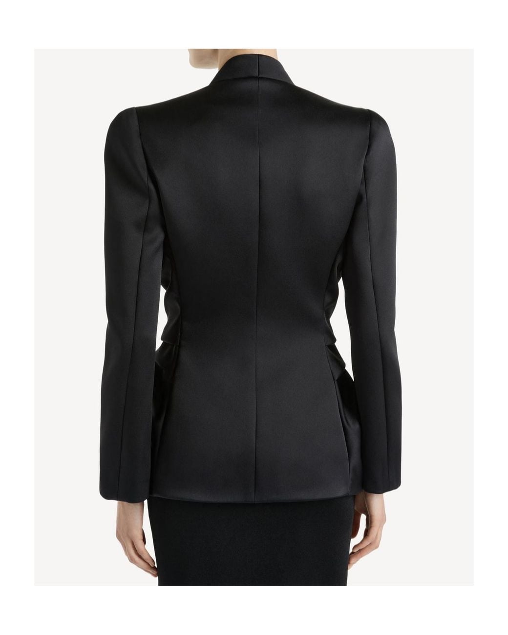 Balmain Black Satin Crepe Jacket With Tie Detail