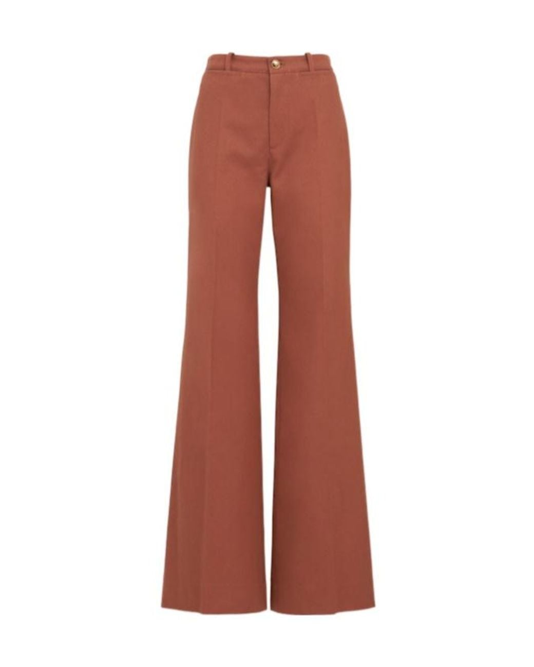 Chloé Brown Cotton Canvas High Waist Pants