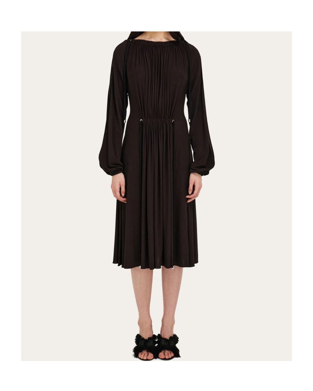 Ferragamo Black Pleated Dress