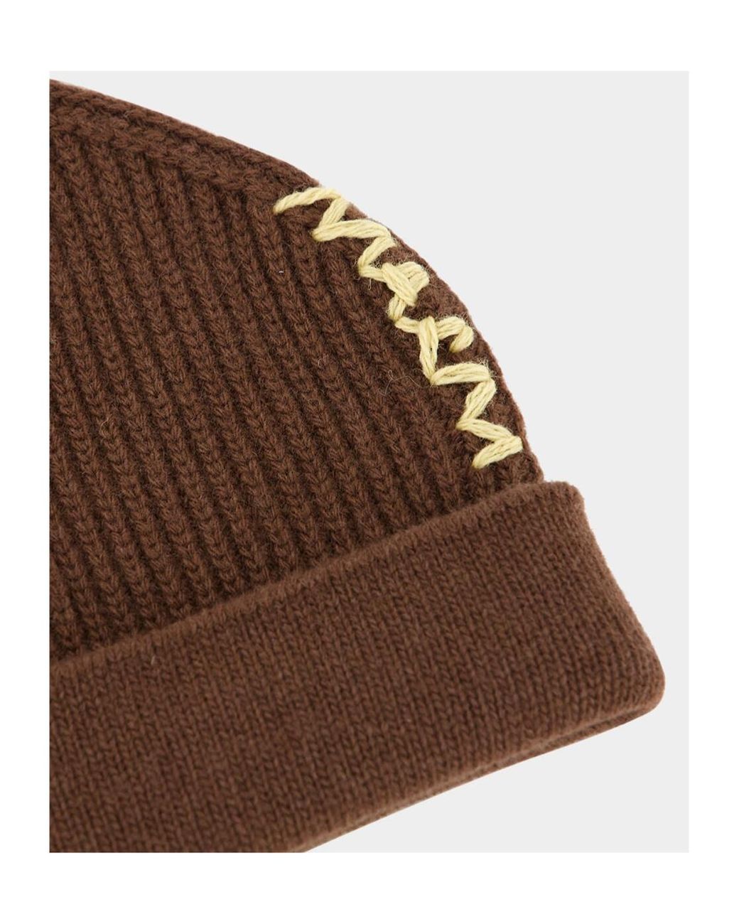 Marni Brown Logo Knitted Beanie for men