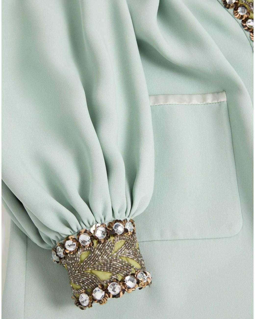 Valentino Green Embroidered-Detail Blouse