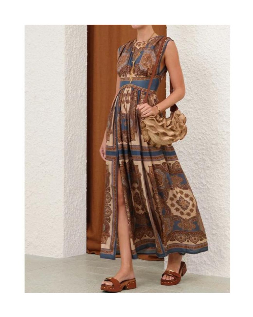 Zimmermann Brown Paisley-Print Sleeveless Maxi Dress