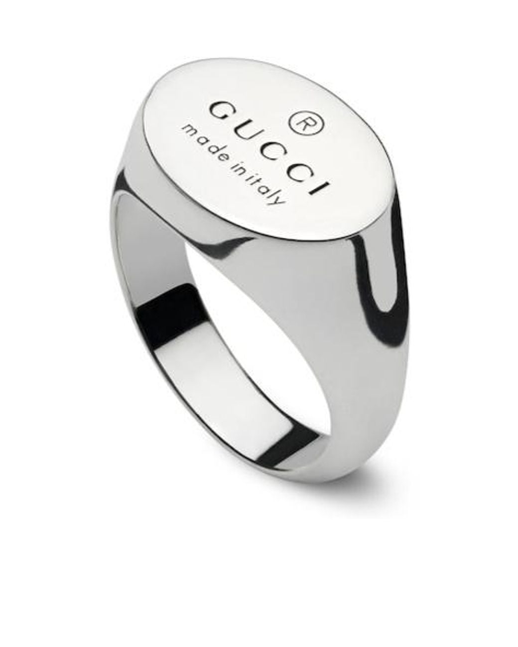 Gucci White Trademark Oval Ring for men