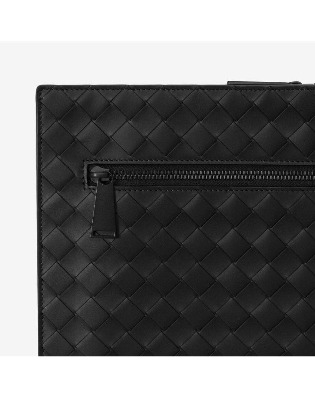 Bottega Veneta Black Intrecciato Zip Clutch Bag for men