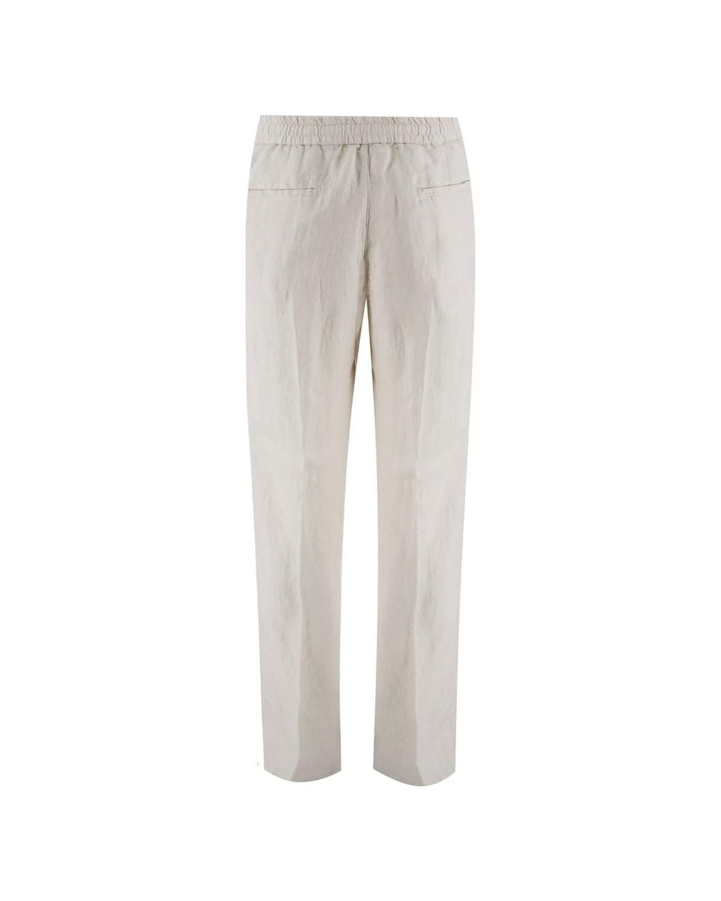 Brunello Cucinelli White Elasticated Waistband Drawstring Pants for men