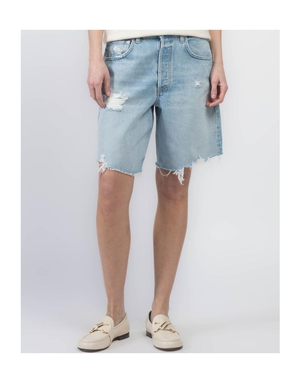 Citizens of Humanity Blue Distressed Denim Shorts
