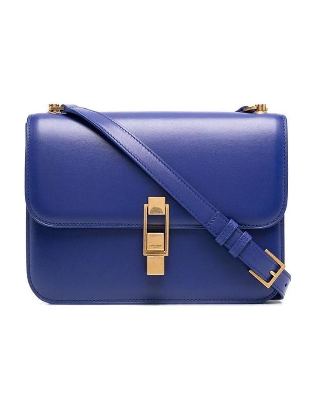 Saint Laurent Blue Structured Flap Shoulder Bag