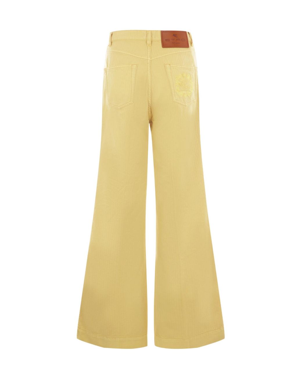 Etro Yellow Pegaso Embroidered Flared Trousers