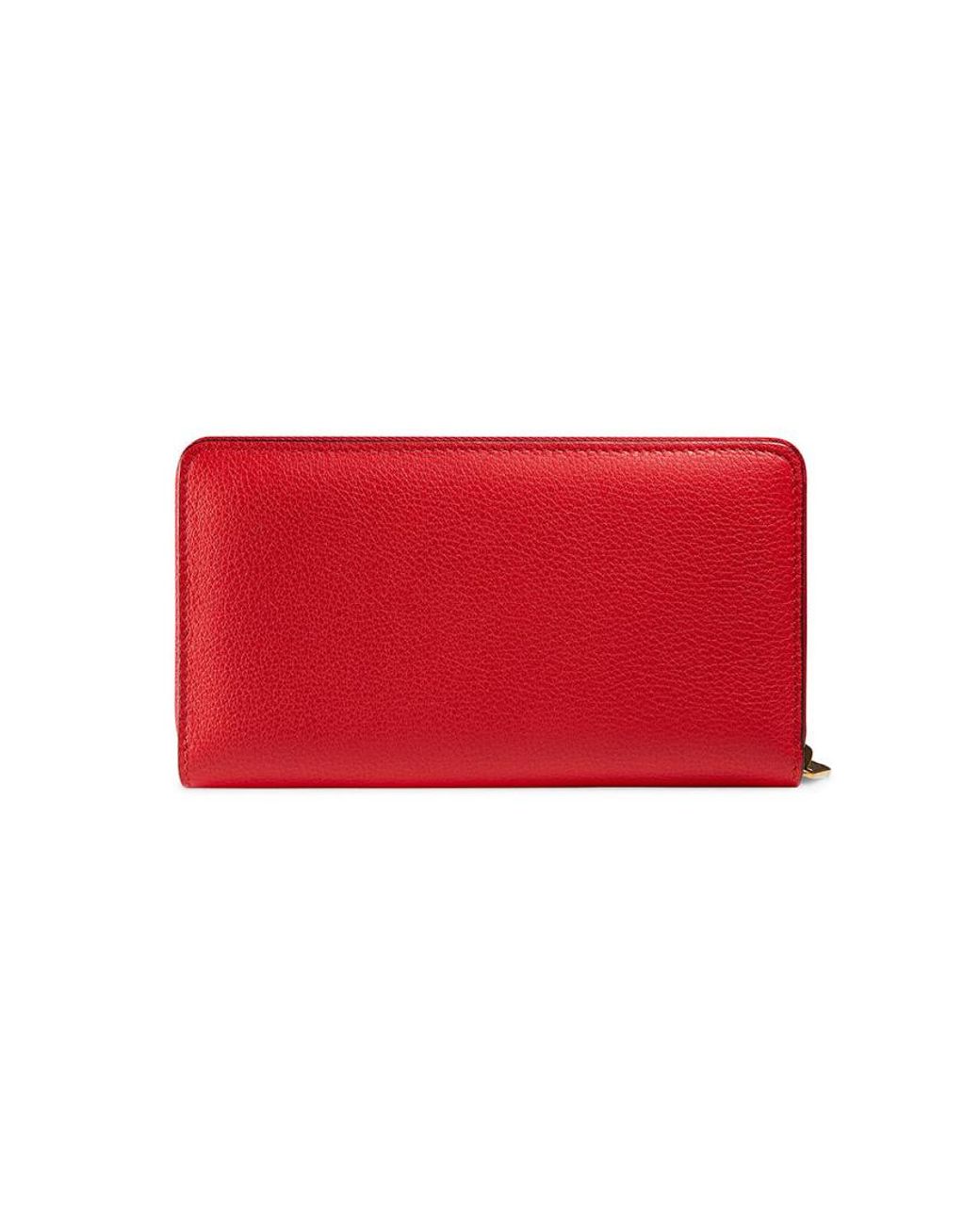 Gucci Red Print Leather Zip Around Wallet