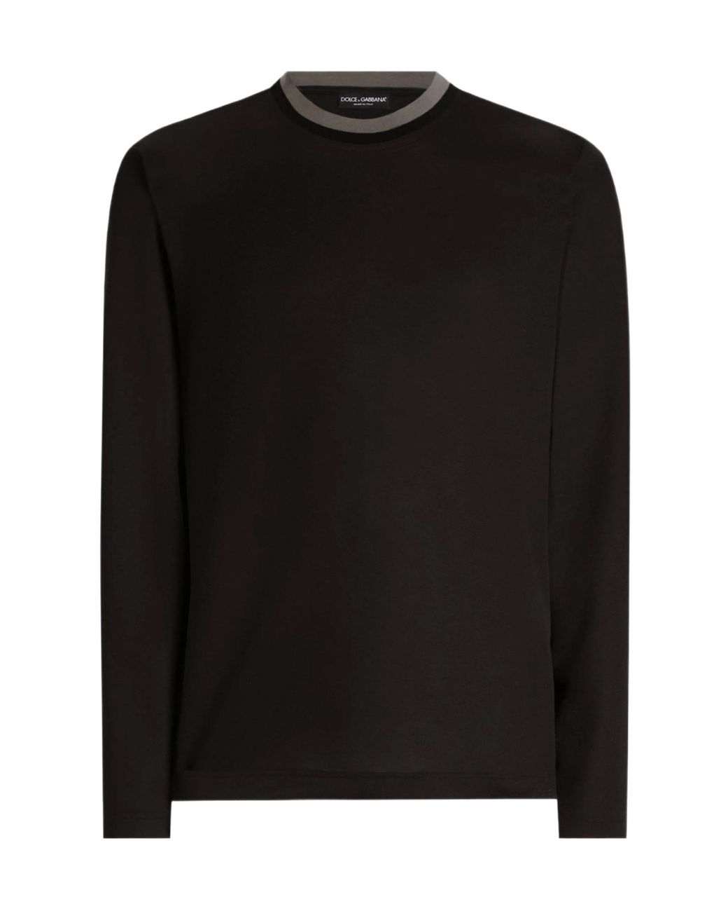 Dolce & Gabbana Black Contrast-Trim Long-Sleeve T-Shirt for men