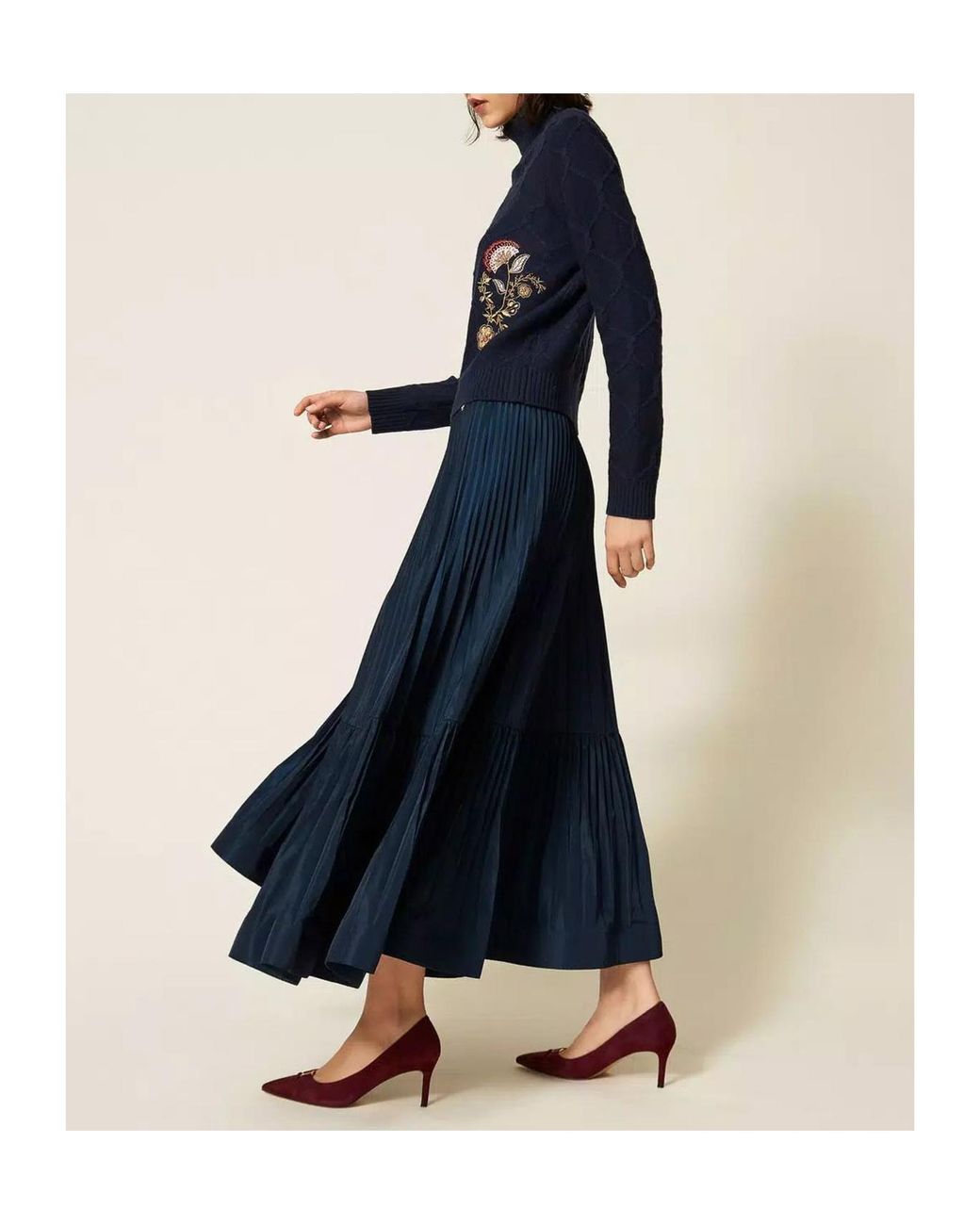 Twinset Blue Pleated Skirt