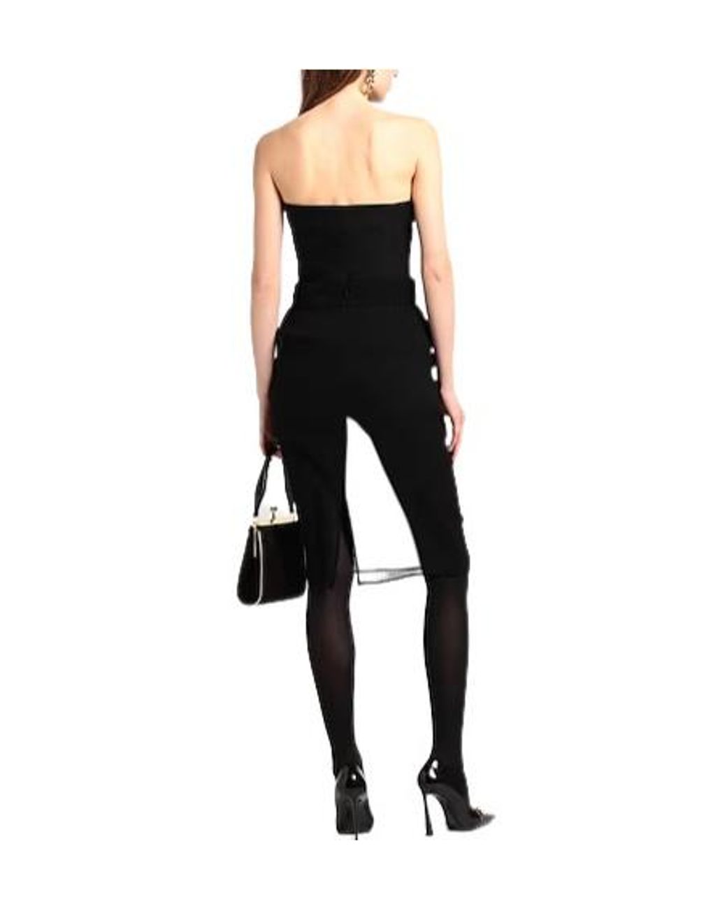 Saint Laurent Black Minimalist Solid Colour Midi Skirt