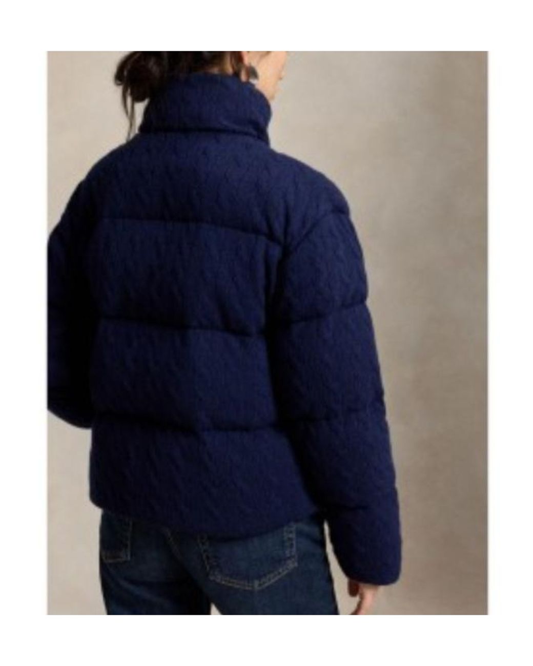 Polo Ralph Lauren Blue Cable-Knit Down Jacket
