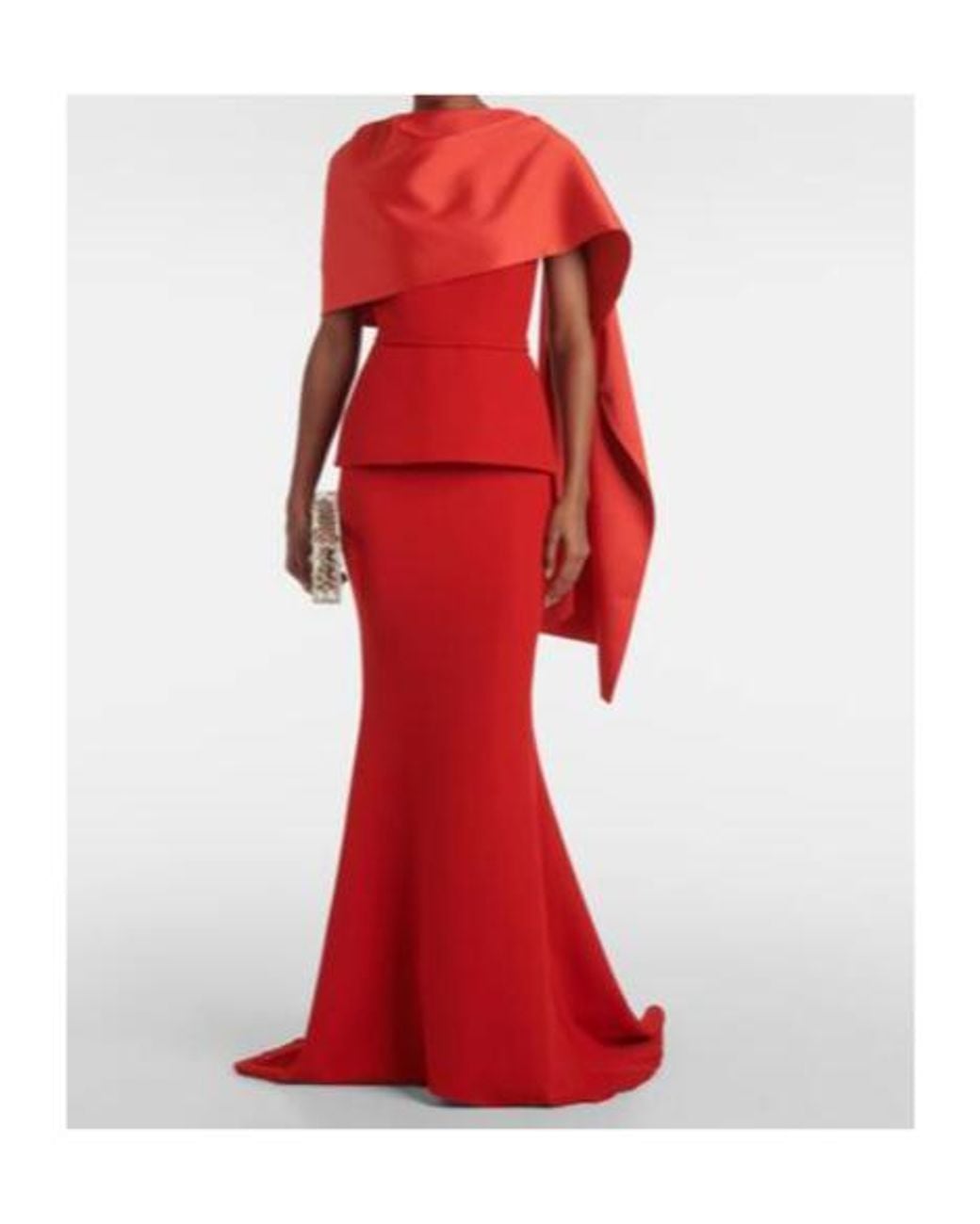 Safiyaa Red Evangelina Caped Crepe Gown
