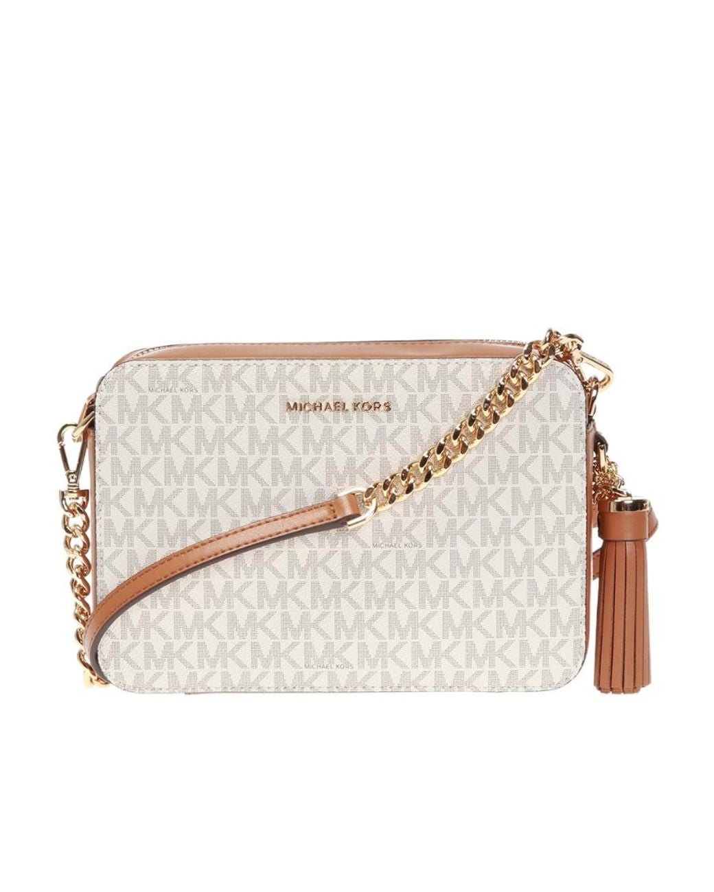 Michael Kors Natural Michael Ginny Medium Logo Crossbody Bag