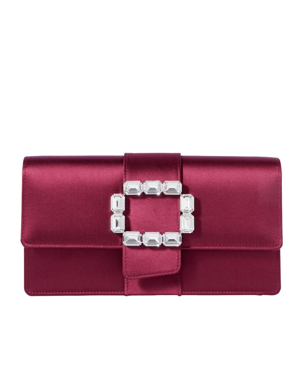 Manolo Blahnik Red Crystal-Embellished Satin Clutch