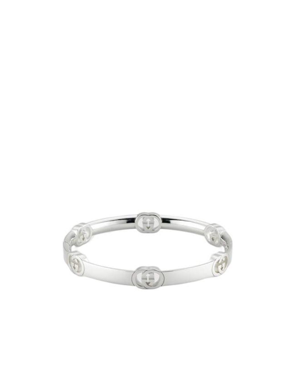Gucci White Interlocking Bangle Bracelet