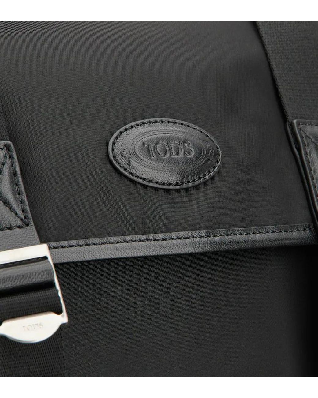 Tod's Black Logo Patch Buckle-Strap Backpack for men