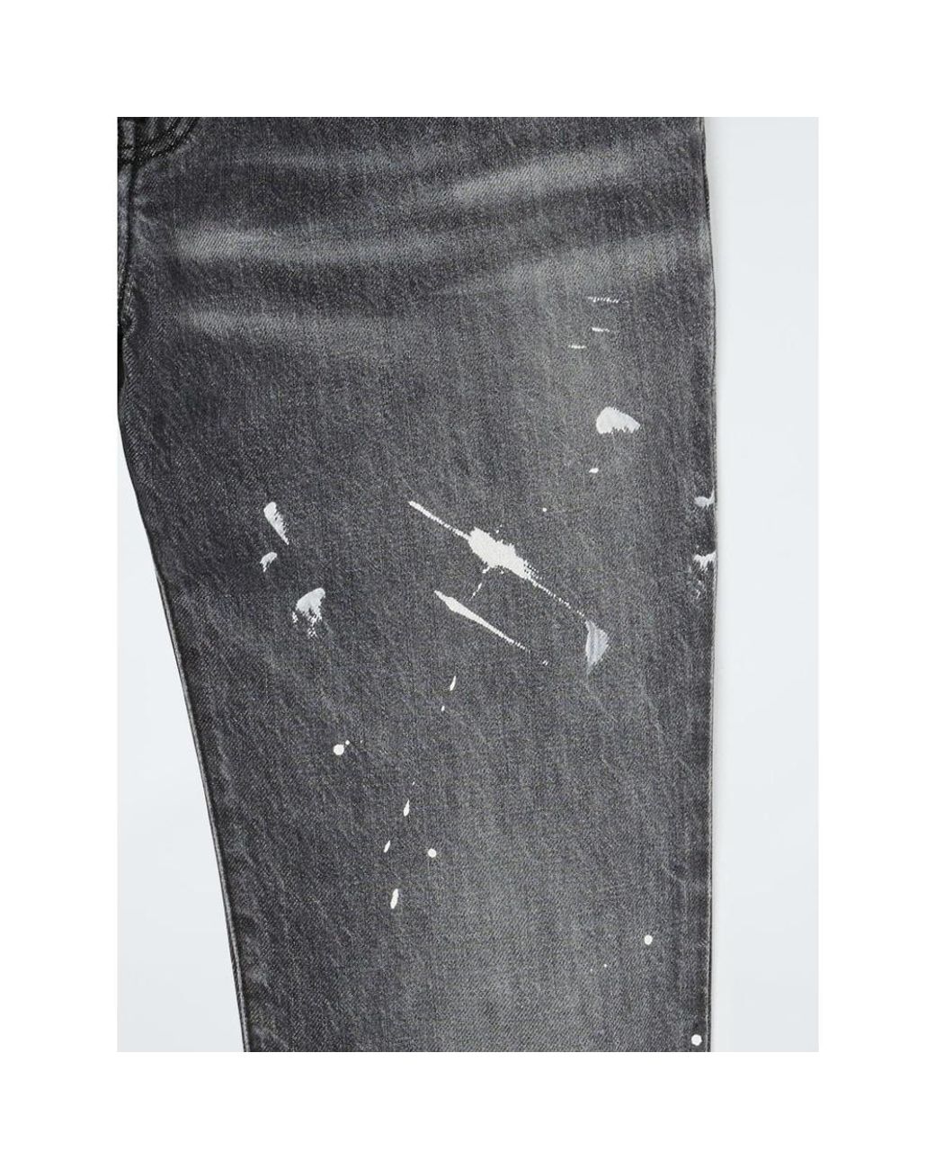 Off-White c/o Virgil Abloh Gray Diag-Striped Distressed Straight Leg Jeans for men