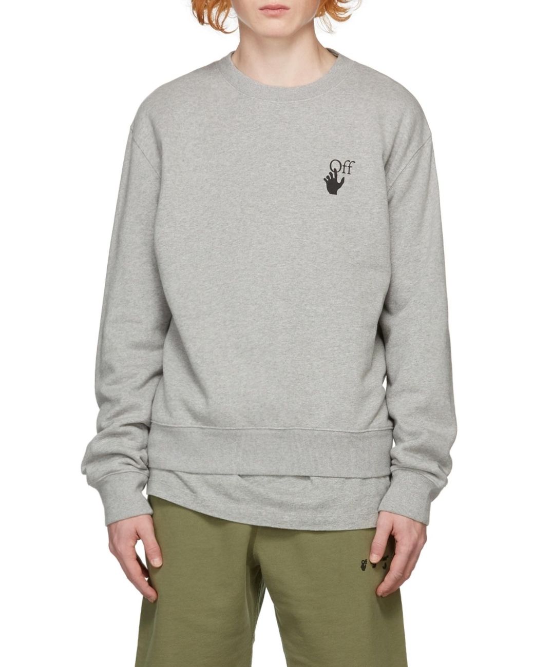 Off-White c/o Virgil Abloh Gray Logo-Print Long-Sleeve Sweatshirt for men