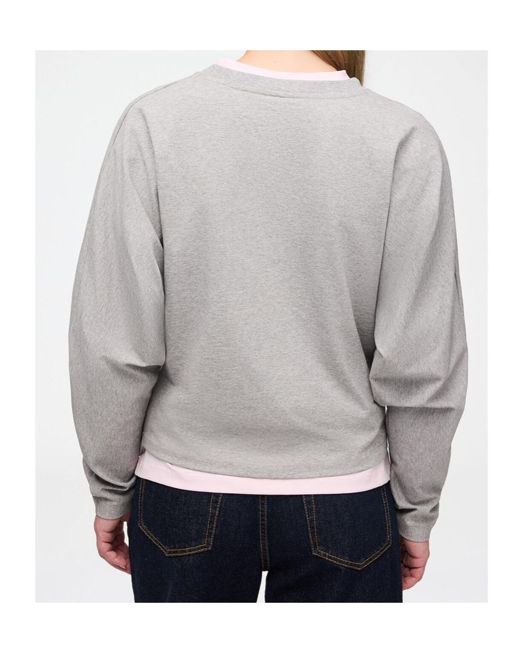 Ganni Gray Asymmetric Crewneck T-Shirt