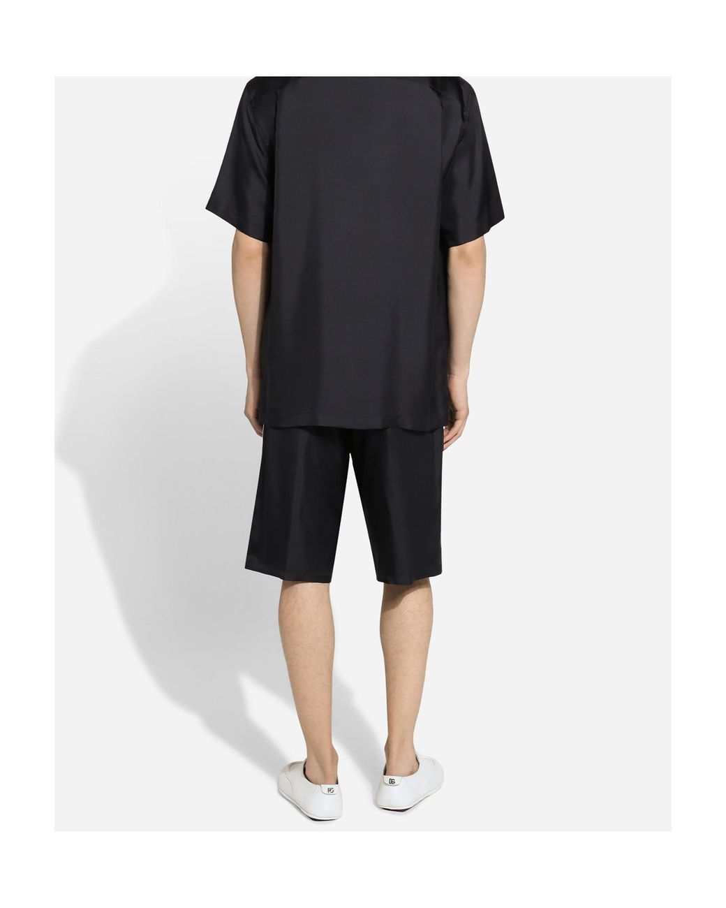 Dolce & Gabbana Black Drawstring-Waist Silk Shorts for men