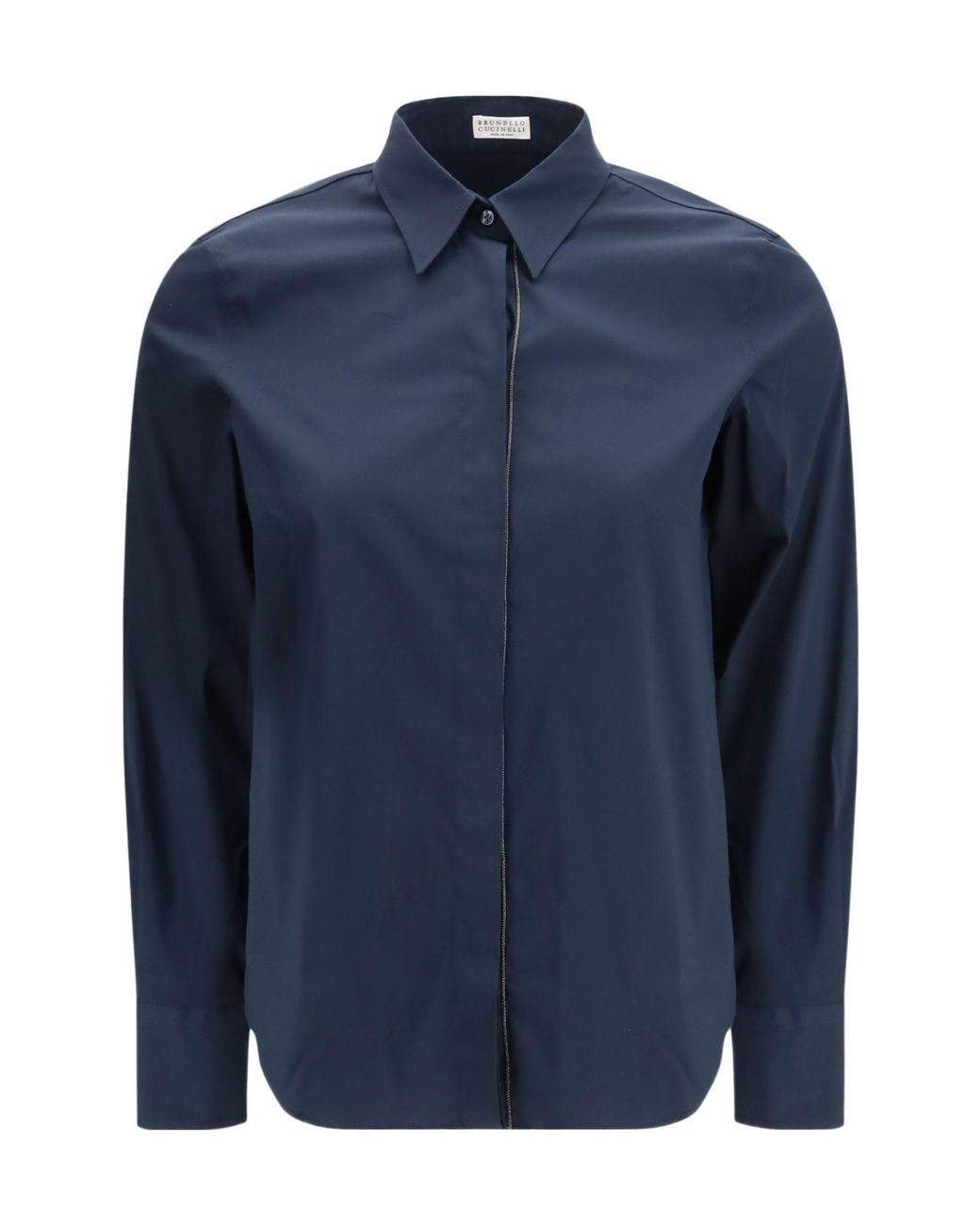 Brunello Cucinelli Blue Chain-Trim Shirt