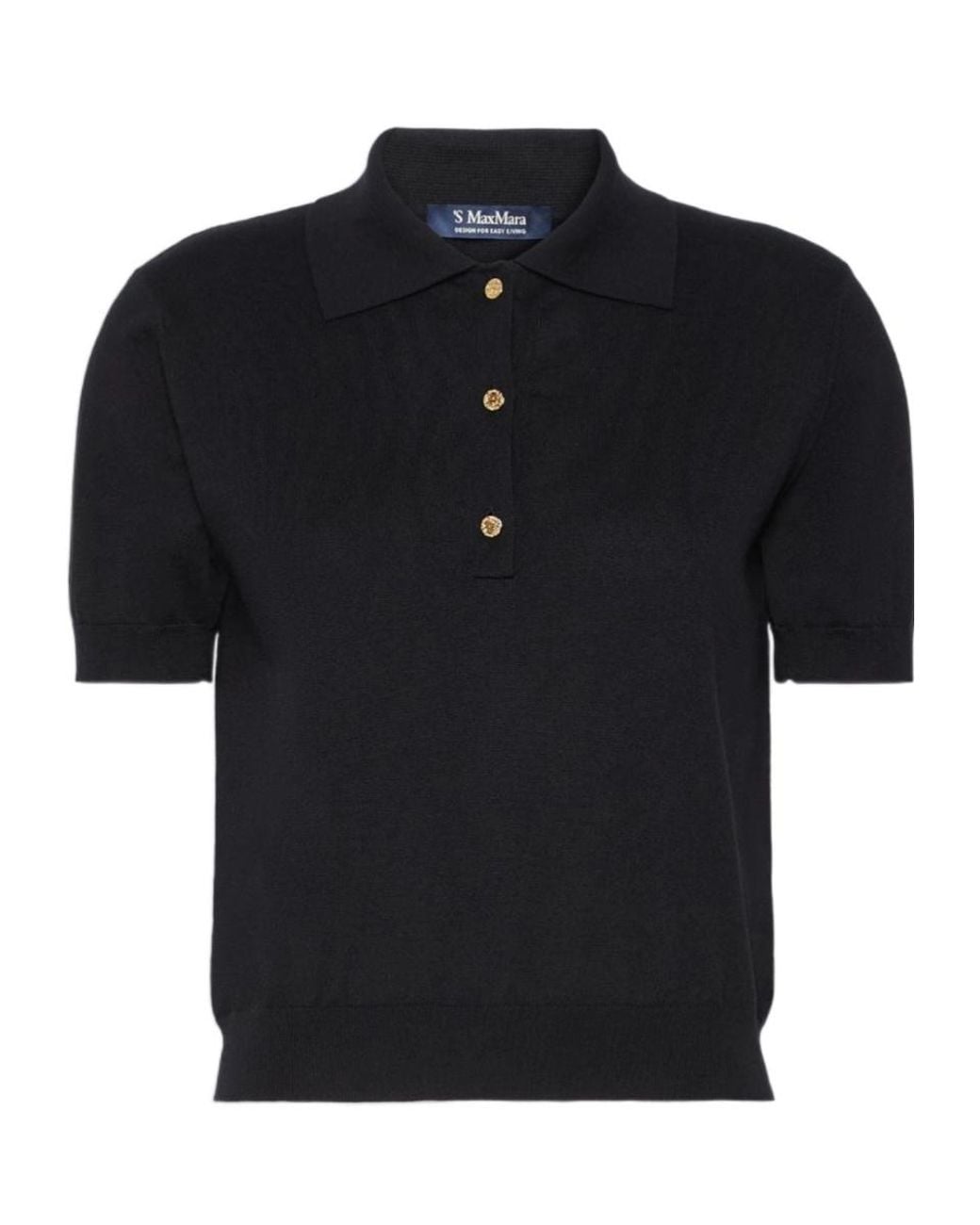 Max Mara Black Short-Sleeved Knit Polo Shirt