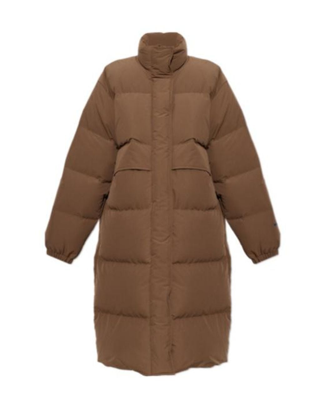 Jil Sander Brown Quilted Stand Collar Down Jacket