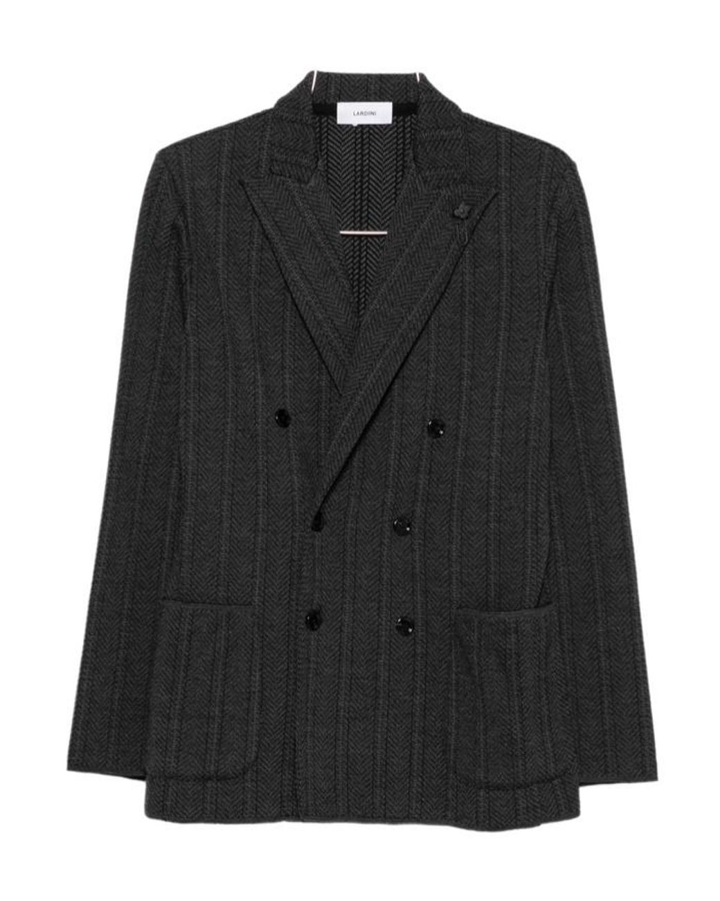 Lardini Black Long Sleeved Double Breasted Jacket for men