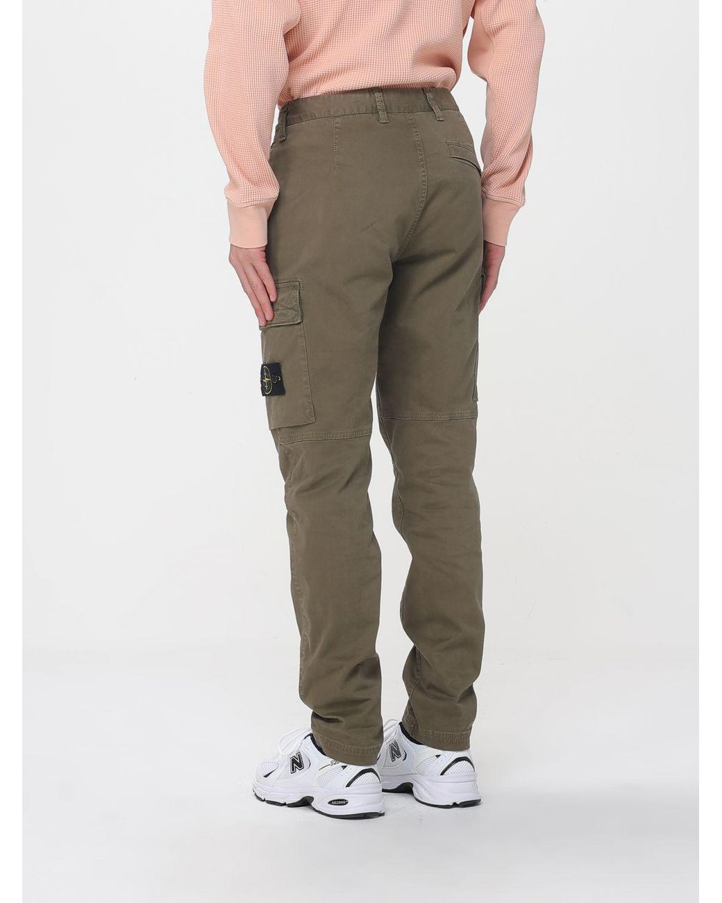 Stone Island Green Logo Patch Pants for men