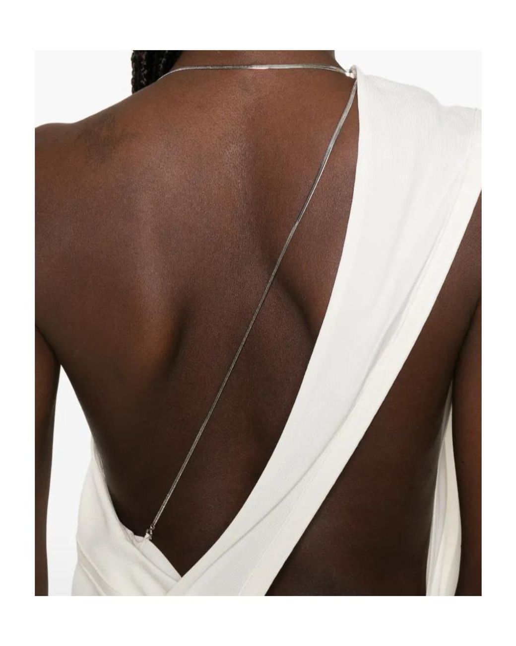 Victoria Beckham White One-Shoulder Chain-Detail Dress