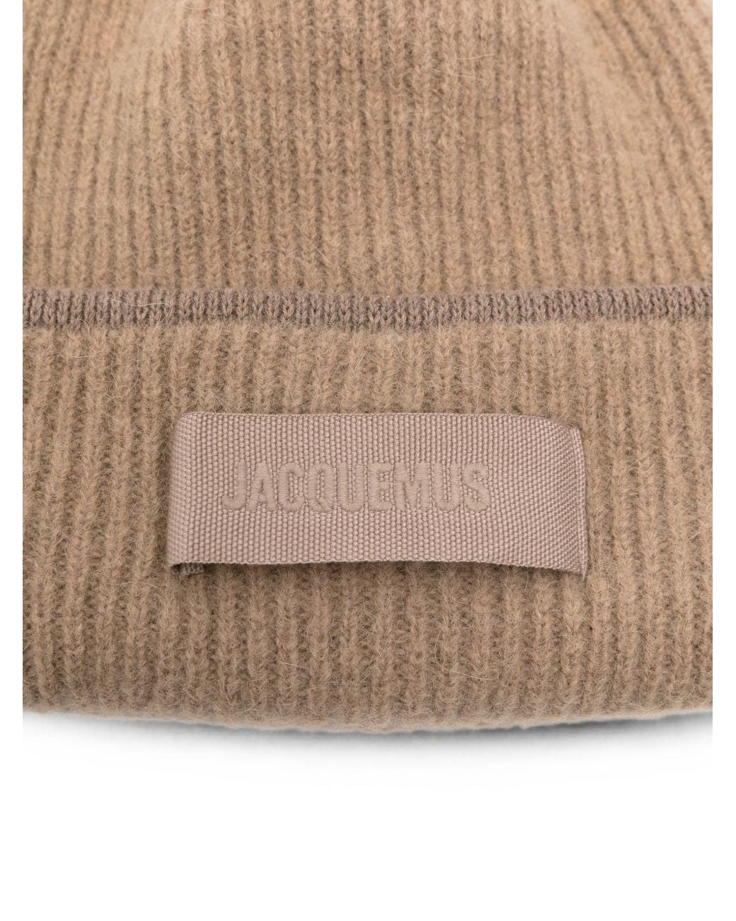 Jacquemus Natural Le Bonnet Gros-Grain Ribbed Beanie