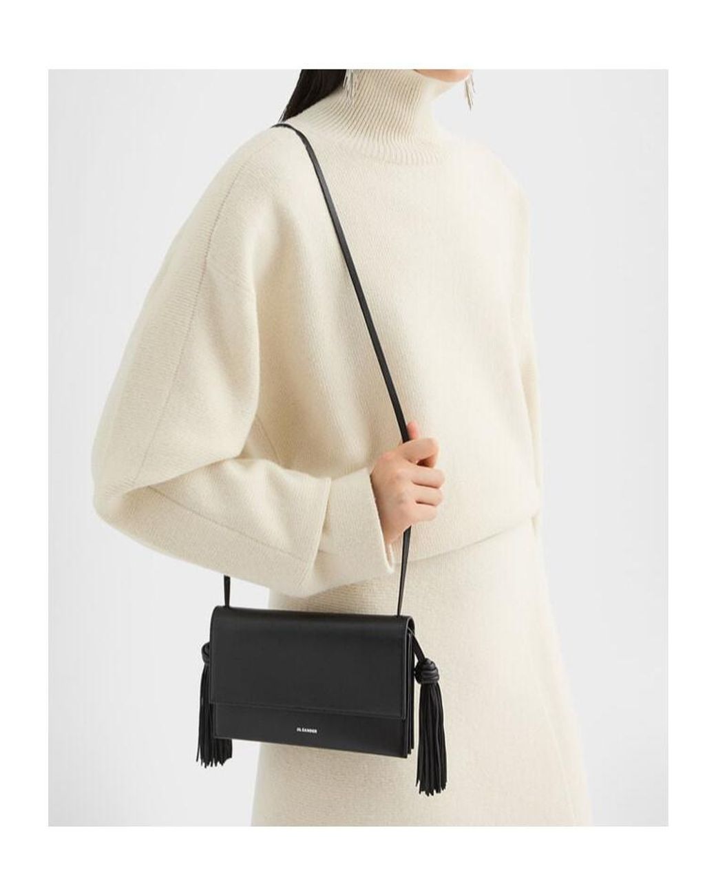 Jil Sander White Tassel Crossbody Bag