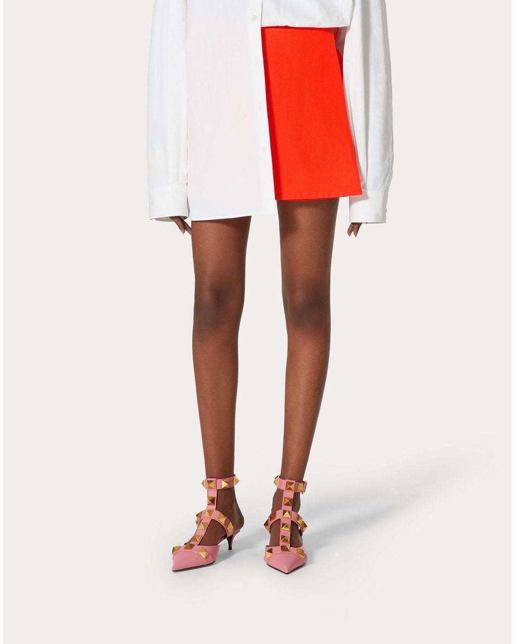 Valentino Red Stretch Crepe Haute Custom Skirt
