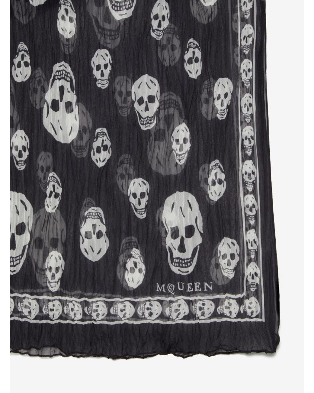 McQueen Blue Skull Print Scarf