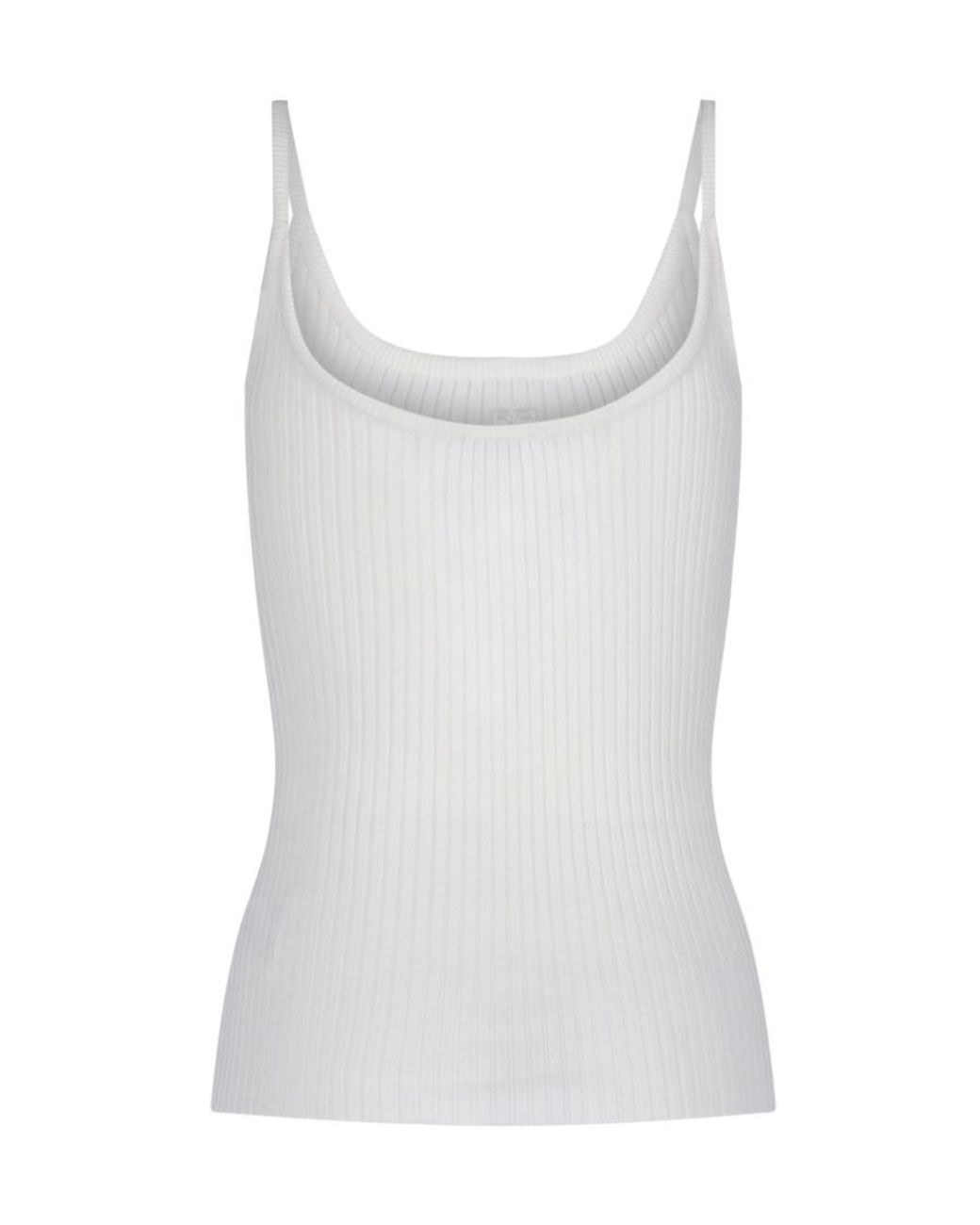 Courreges White Courrèges Logo Embroidered Ribbed Sleeveless Top