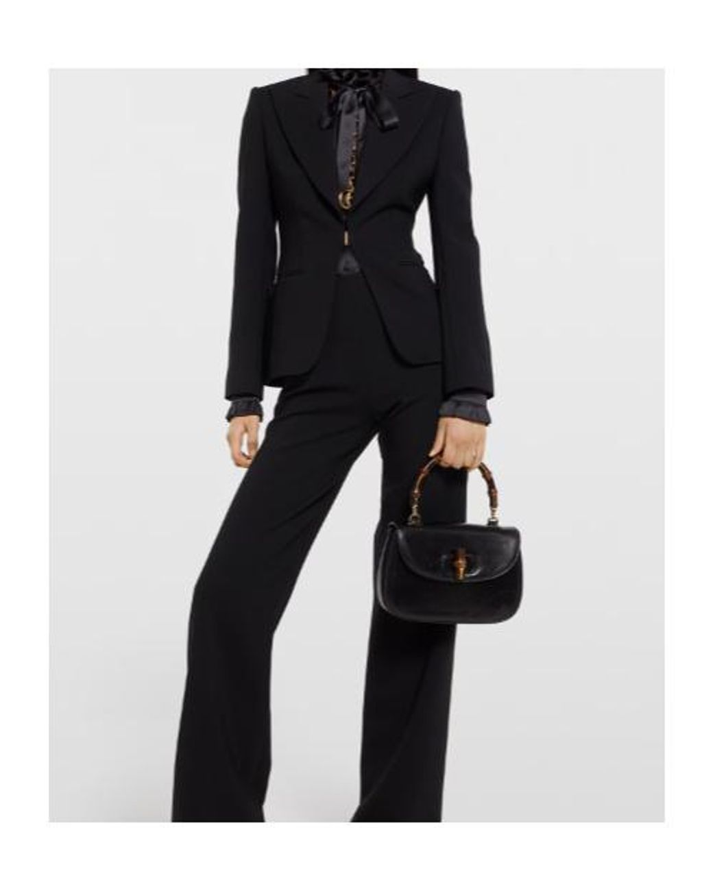 Gucci Black Bamboo 1947 Medium Bag