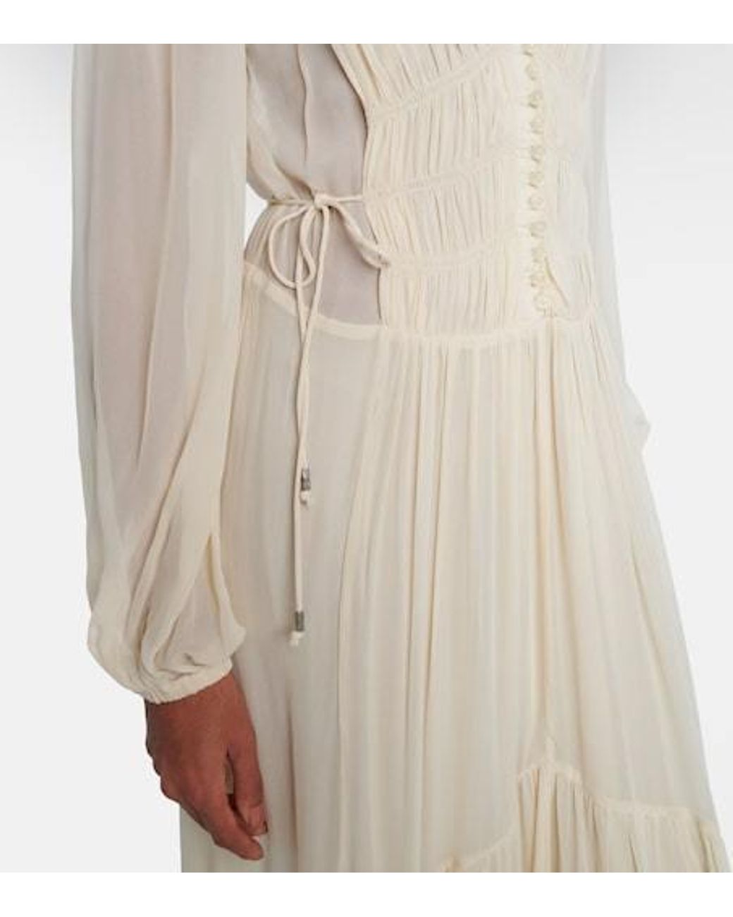 Isabel Marant Natural Briane Gathered Muslin Maxi Dress