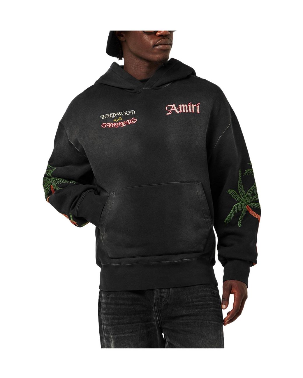 Amiri Black Over-The-Head Hoodie for men